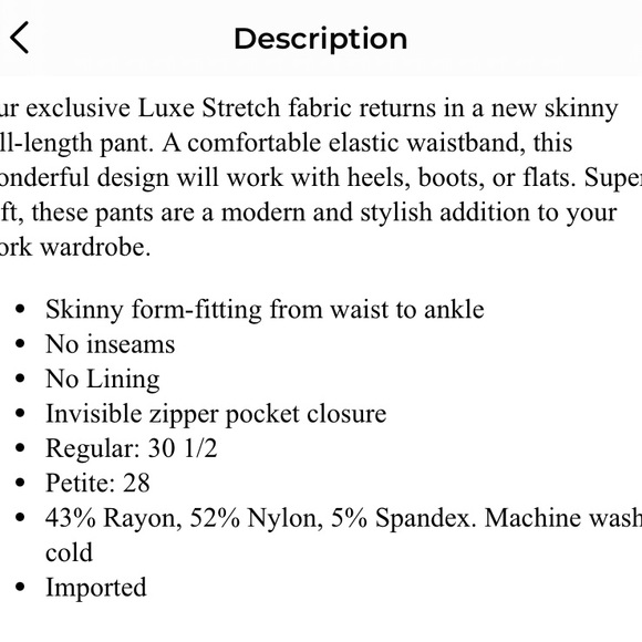 WHBM Luxe Stretch Skinny Pant in Officer Blue Size 2 NWT - Picture 9 of 9